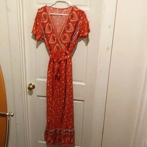 Boho maxi wrap dress